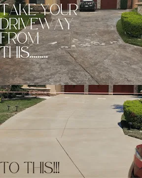 Concrete driveway resurfacing with a clean restored finish