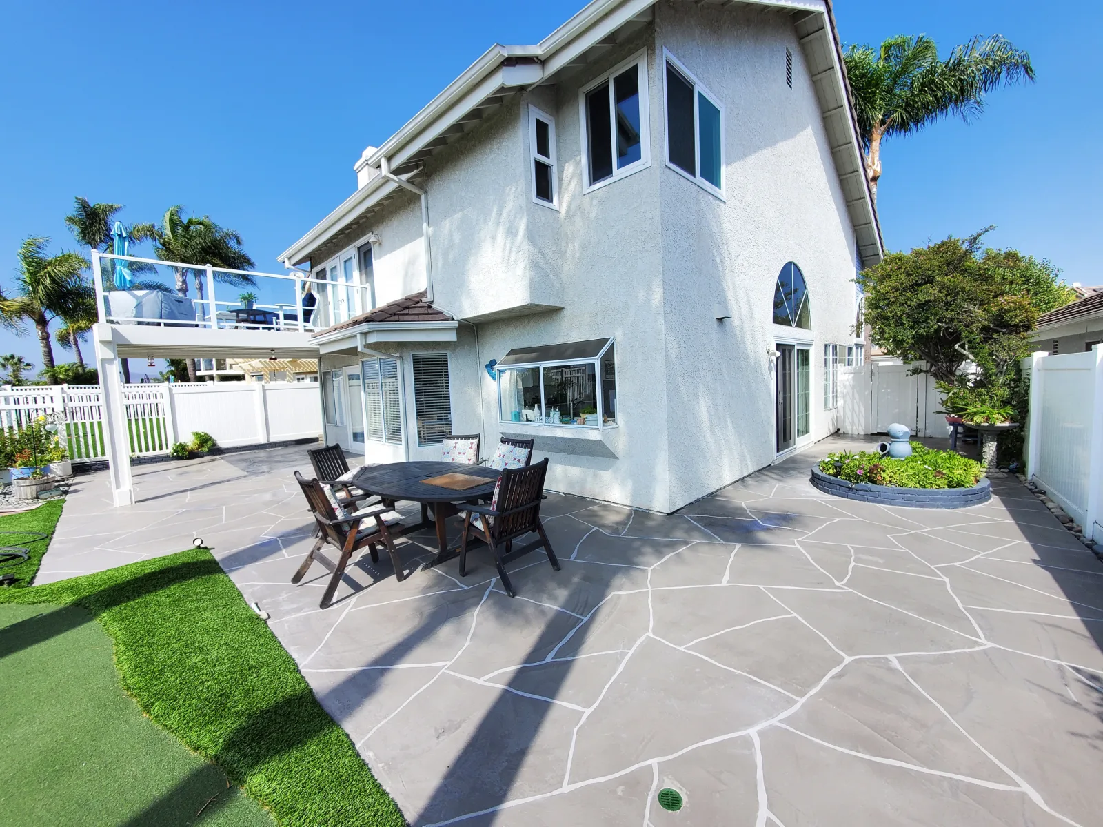 Restored outdoor concrete patio surface