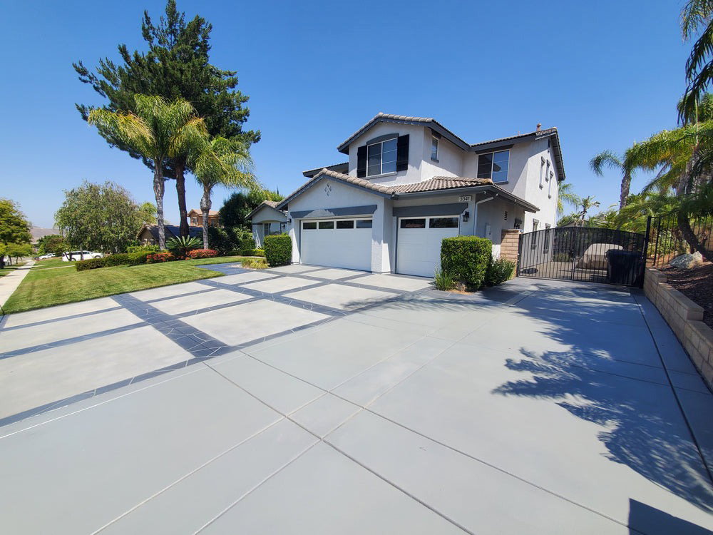 Driveway Resurface and Stain before and after in Huntington Beach