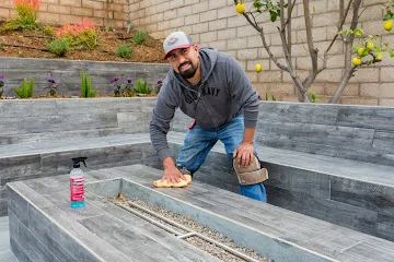Stamped concrete patio restored with a refreshed surface