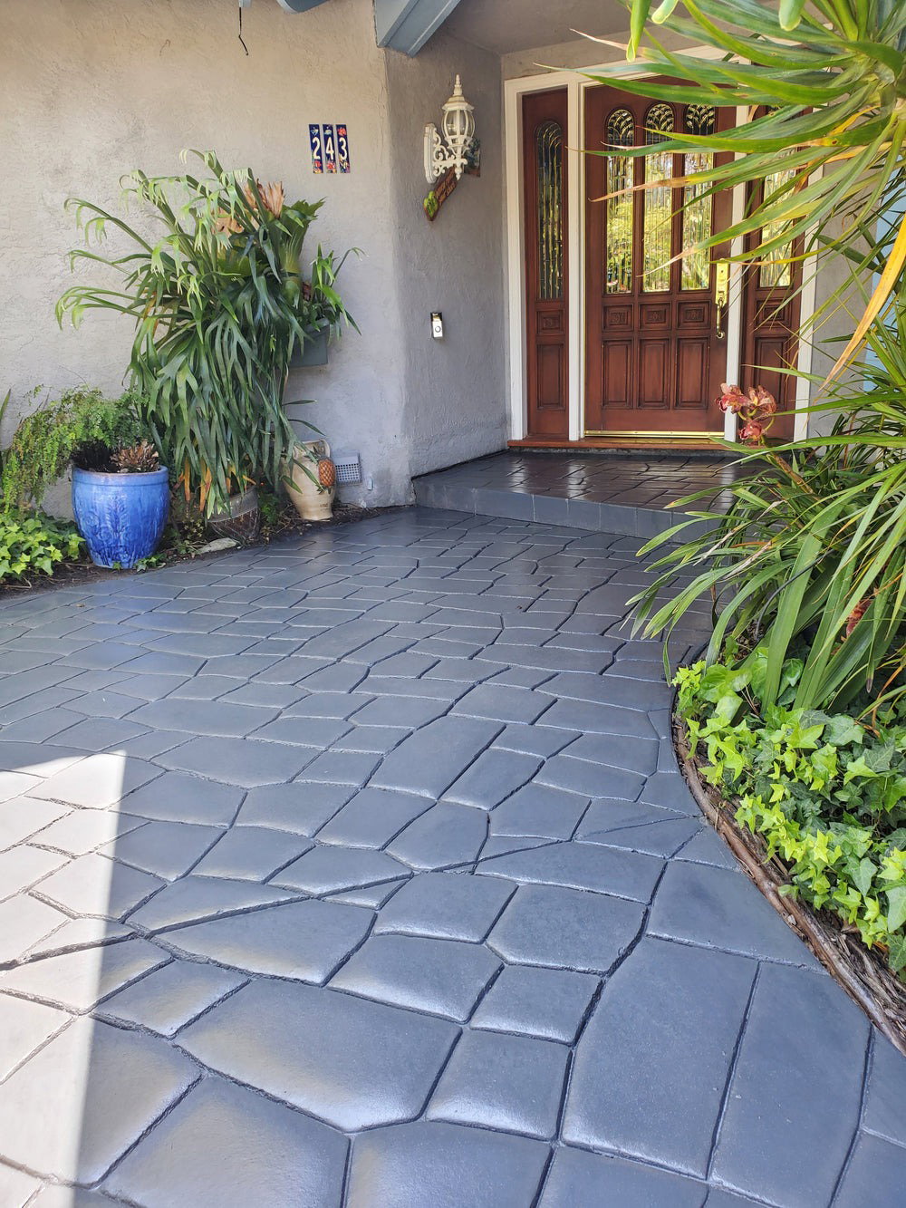 Ashlar Slate Pool Deck before and after in Coto de Caza