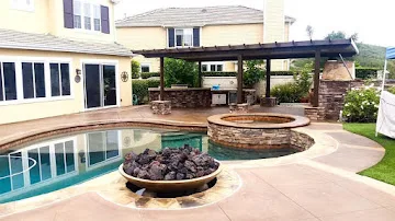 Restored outdoor travertine patio in Orange County