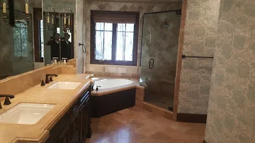 Travertine Master Bath Maintenance before and after in Coto de Caza