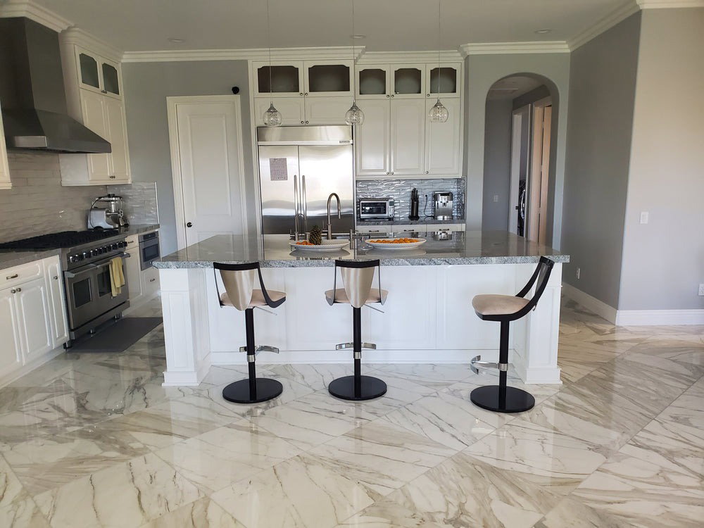 Polished Stone Floor before and after in Orange County